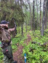 Man shooting arrow at target