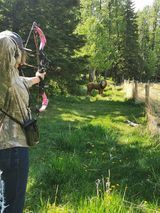 Man shooting arrow at target