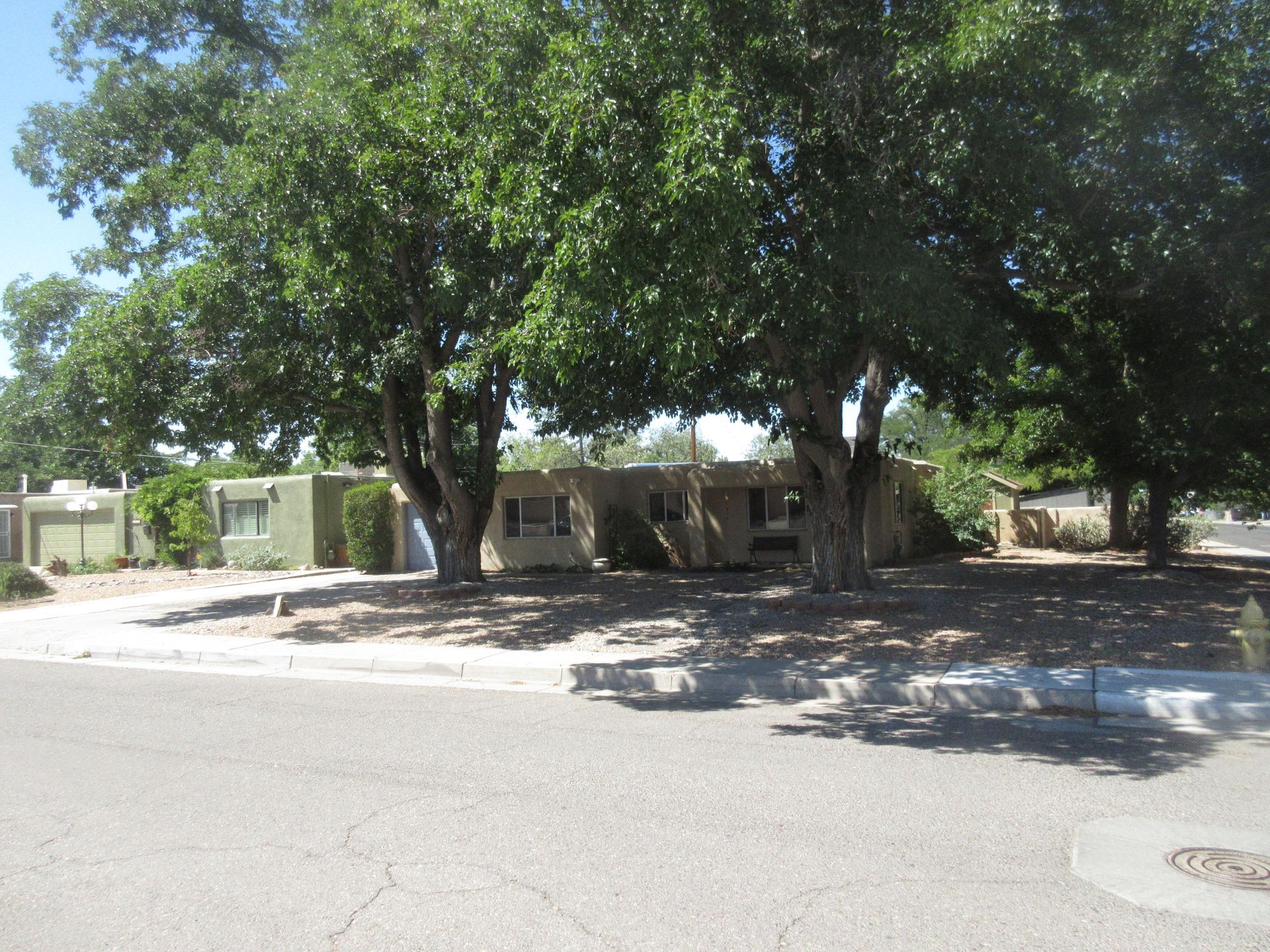 A house with a lot of trees in front of it