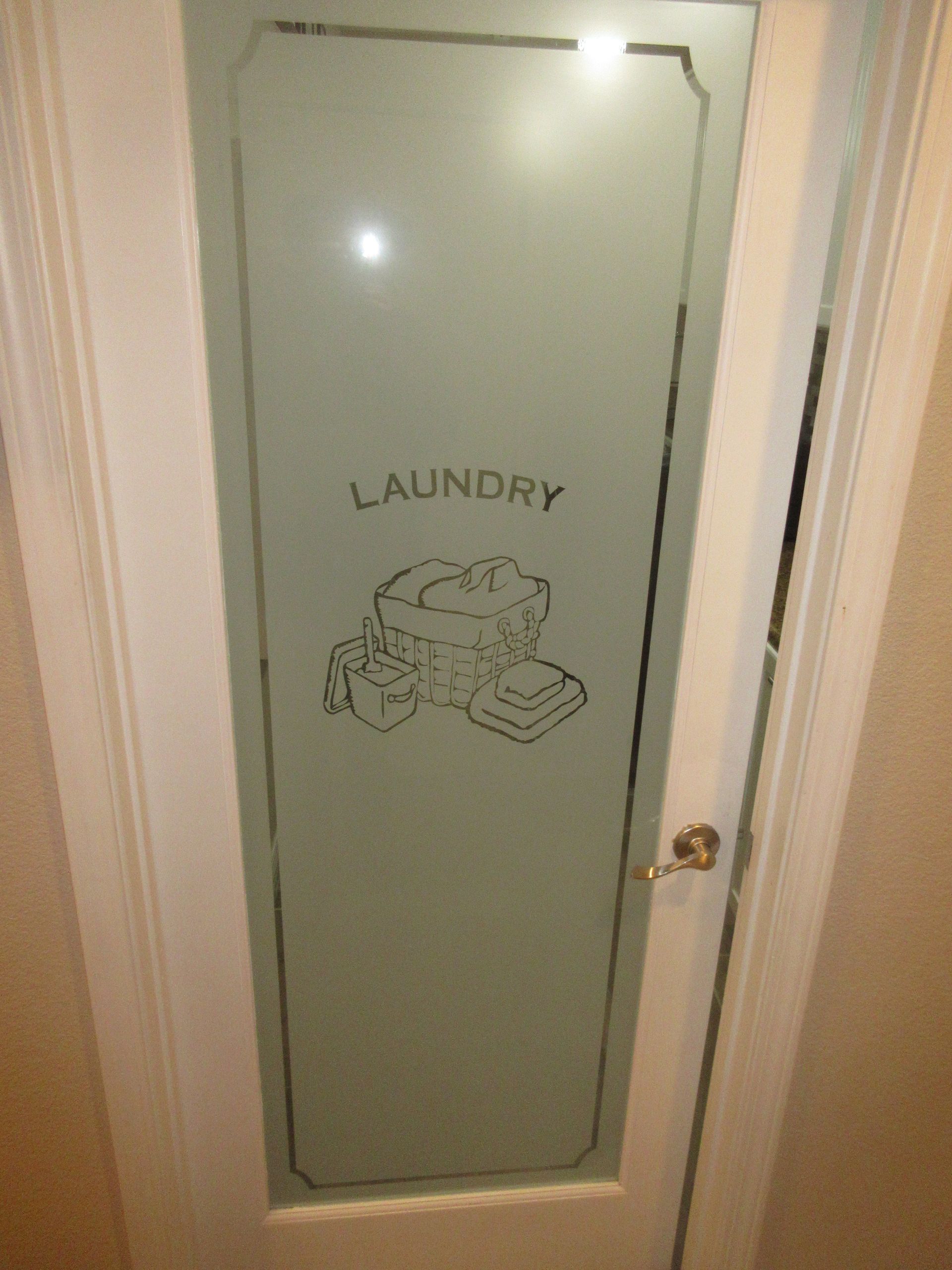 A laundry door with a drawing of a basket on it