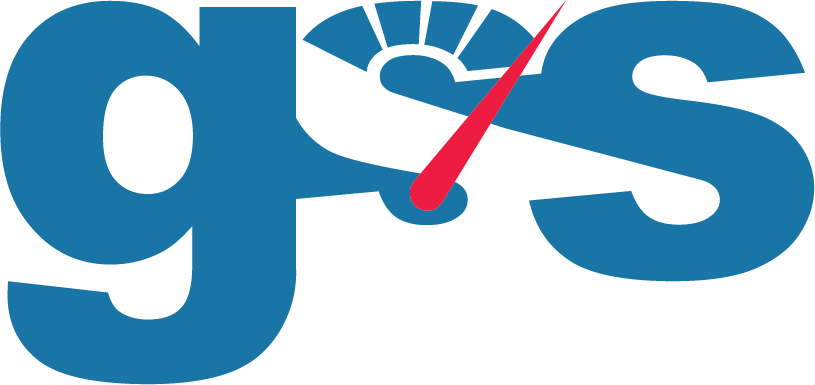 Blue "g" and "s" logo with a speedometer and red needle.