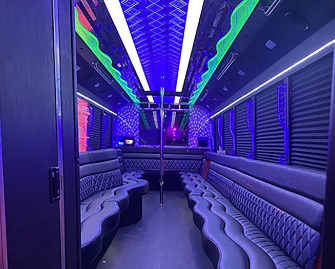 Premium party bus limo interior designed for birthdays, events and nightlife in Atlanta
