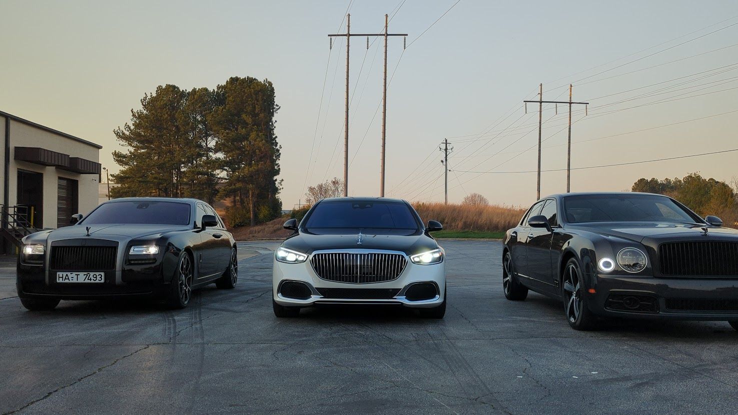 Luxury photoshoot featuring Rolls Royce, Maybach and Bentley for exotic car service in Atlanta
