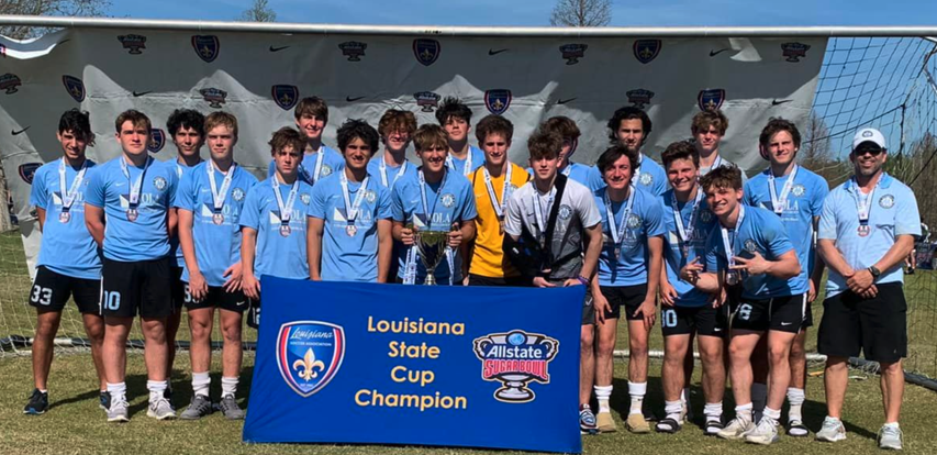 Mandeville Soccer Club Lakers winning the Louisiana State Cup