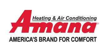Amana logo with red lettering: 