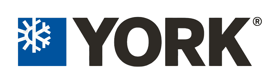 York logo: Blue square with snowflake, dark gray 