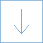 An arrow pointing down in a square on a white background.