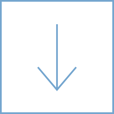 An arrow pointing down in a square on a white background.