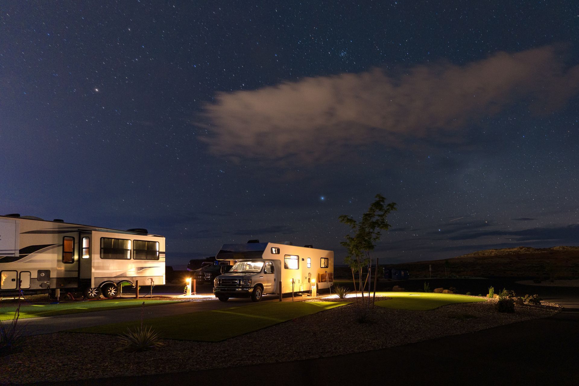 Caravan park visitors enjoying the starry night sky at a popular holiday park. Caravan park visitors enjoying the starry night sky at a popular holiday park.