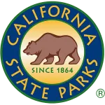 A logo for california state parks with a bear in the center