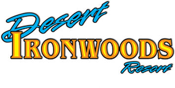 A logo for desert ironwoods racing on a white background
