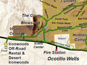 A map showing the location of the visitor center