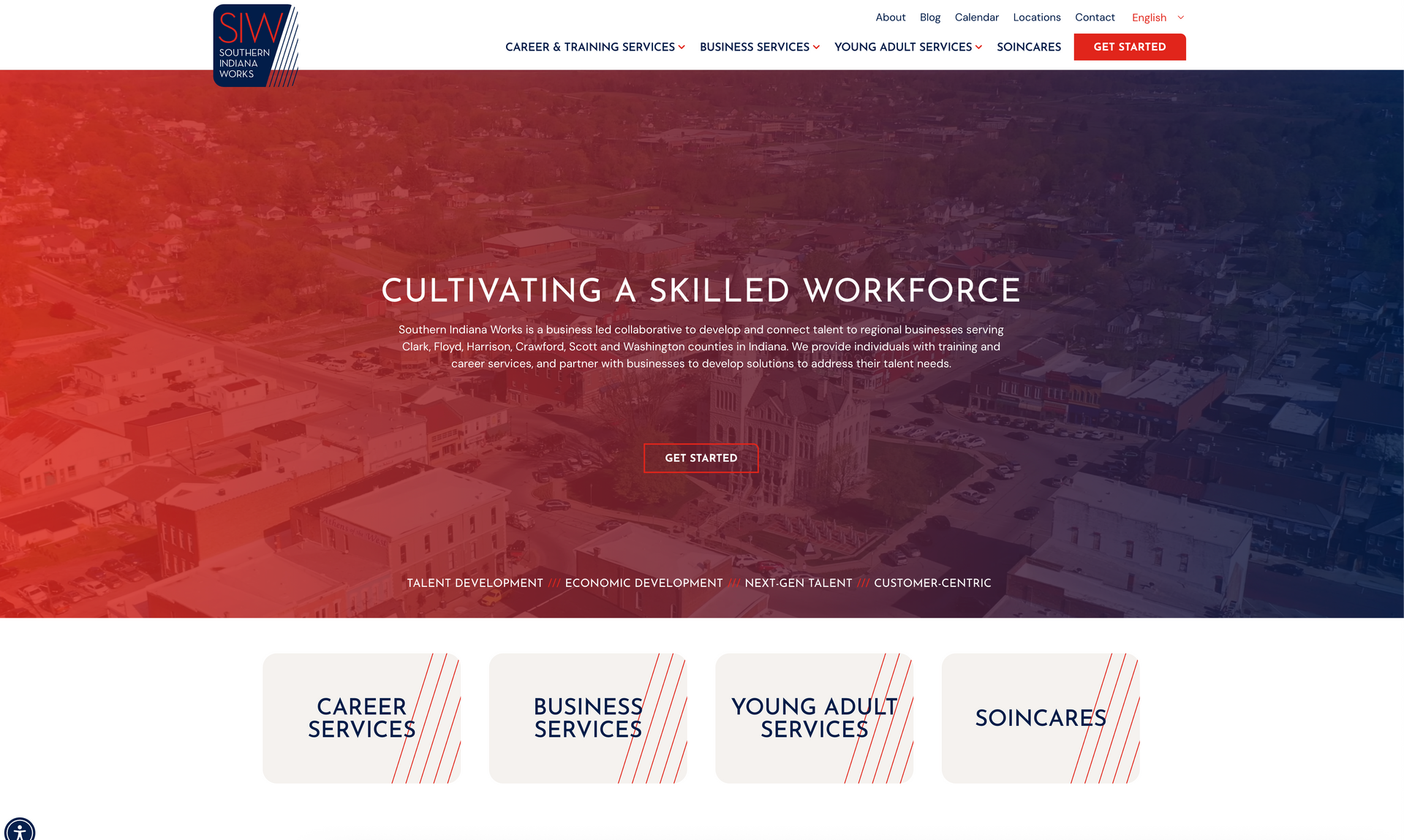 Website homepage with text