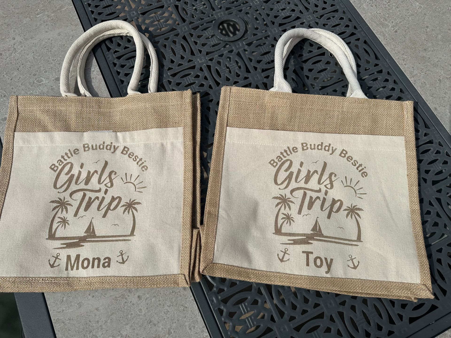 Custom Engraved Jute & Canvas Tote