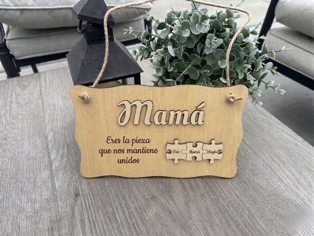 Custom Engraved Mom Puzzle Sign
