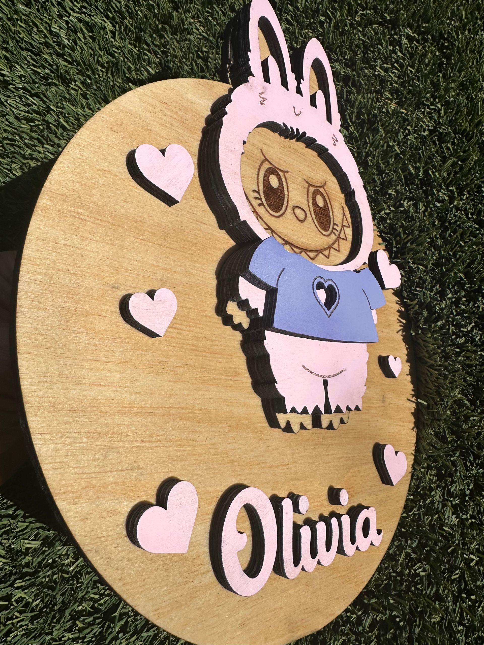 Custom Engraved Labubu-Inspired Sign – Personalized Wall Art