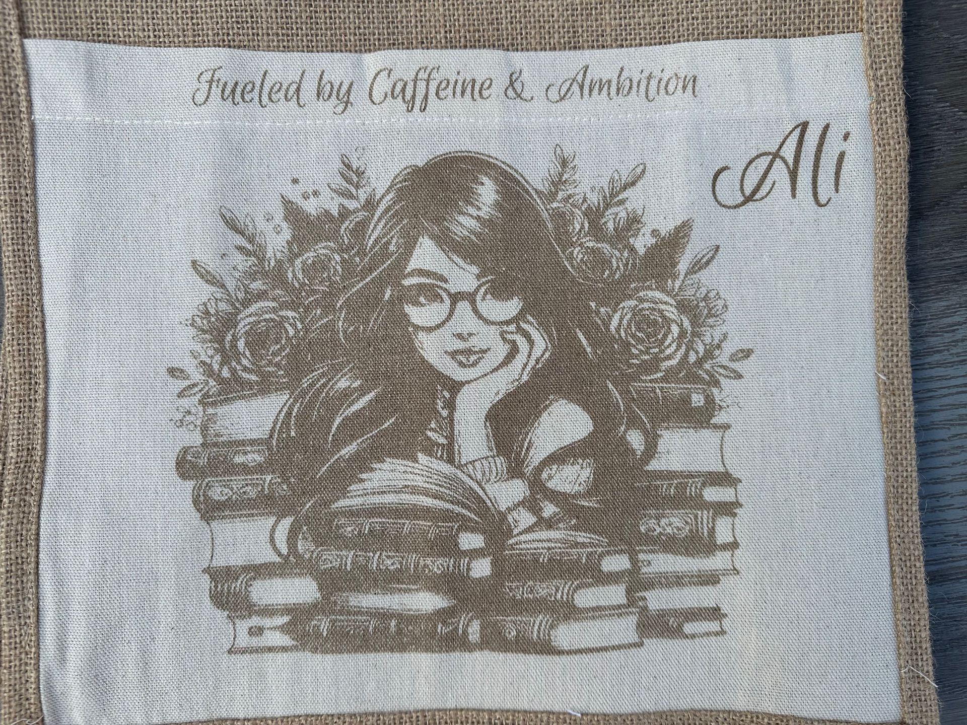 Custom Engraved Jute & Canvas Tote