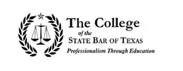 Logo of the College of the State Bar of Texas featuring scales of justice, laurel wreath, and star.