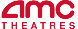 AMC Theatres logo, red letters, white background.