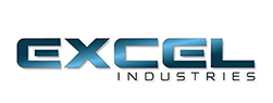 Excel Industries logo with blue gradient text and the word