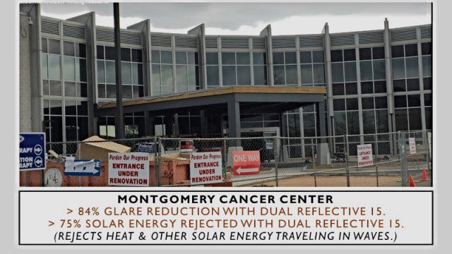 Commercial Window Tinting at medical office - Montgomery Cancer Center was tinted blocking UV Radiation in Montgomery, AL