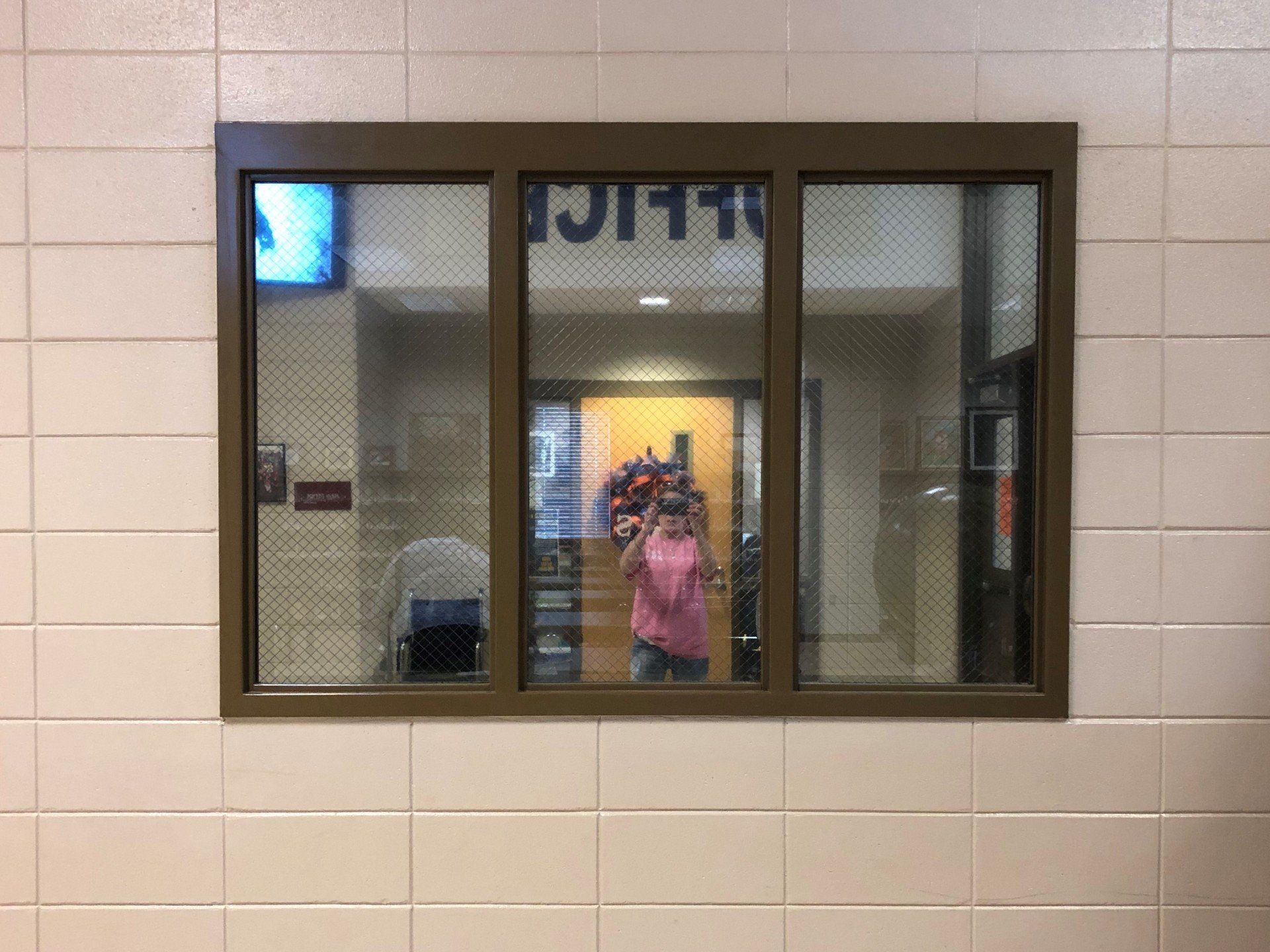 Privacy added to library window at Clanton Middle School - Professional tint installation in Clanton, AL