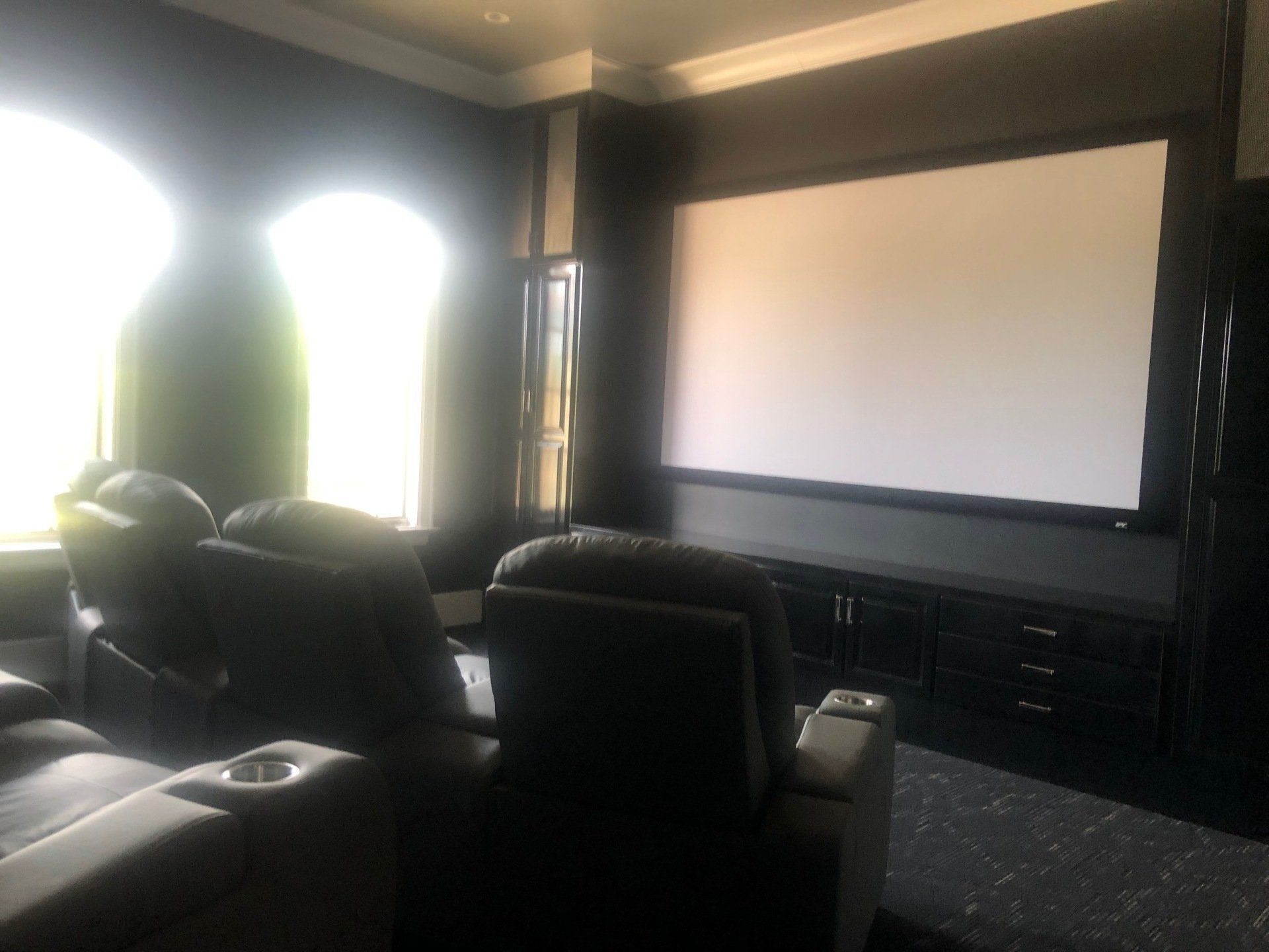 Home window tinting in Birmingham AL - SPF home window tinting service created the perfect setting in this home theatre in Birmngham AL