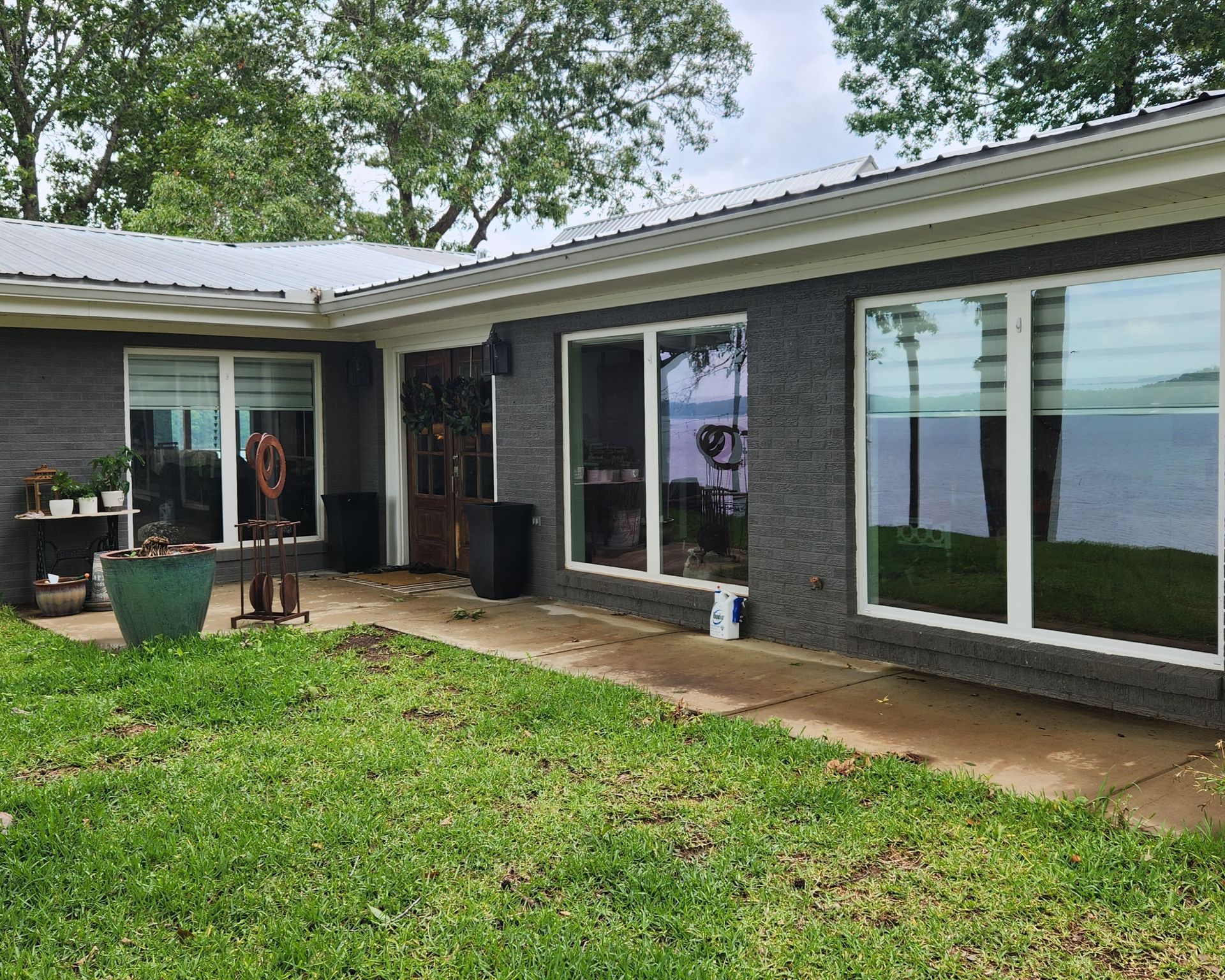 Too much heat and Sun glare flooded the lake home interior. Causing high energy costs plus UV-Sun fading. Lake Jordan