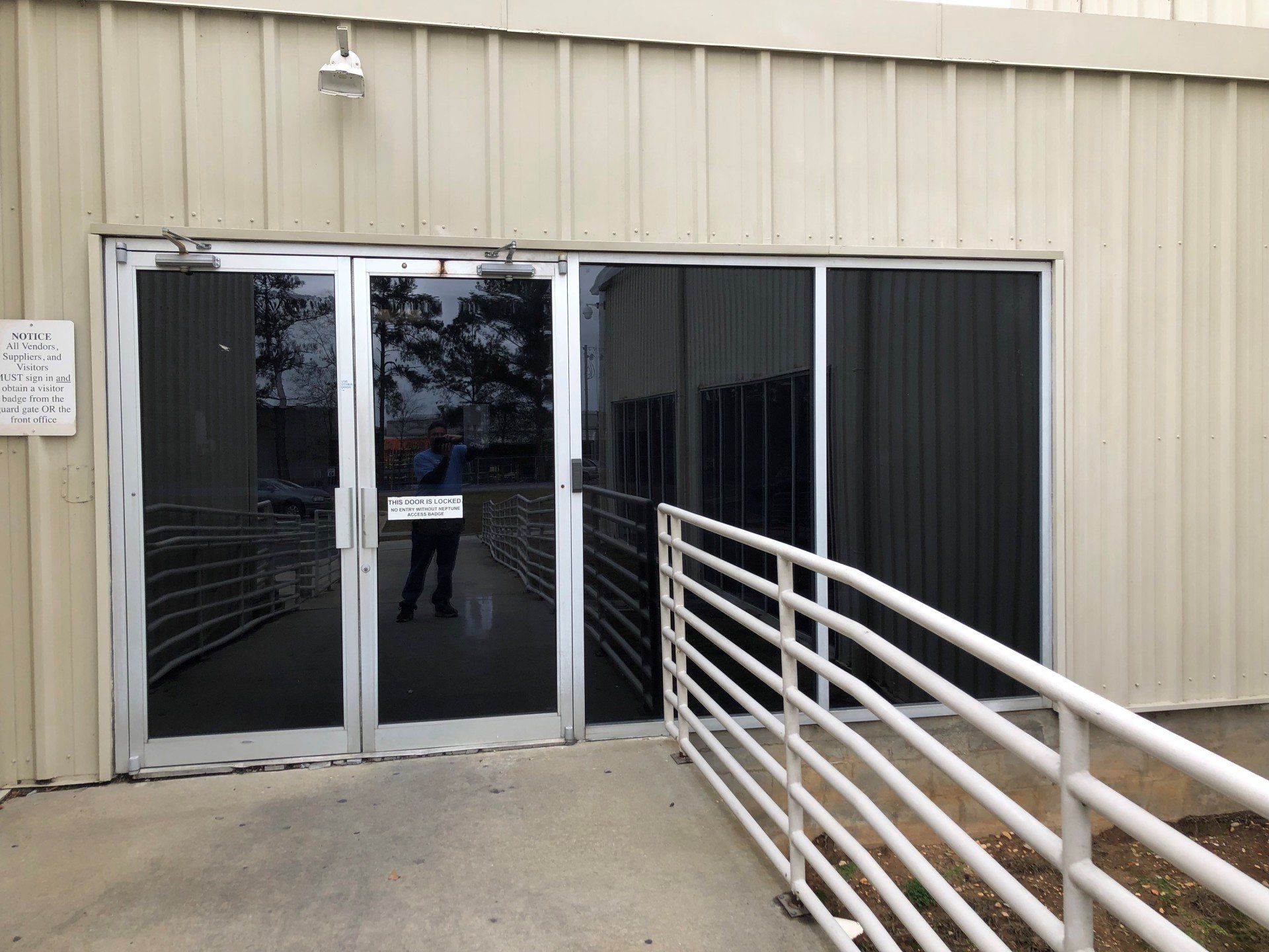 Front of Business BEFORE professional SPF tint installed on January 24 2019 - generic tint removed and replaced with quality SPF tint in Tallassee, AL