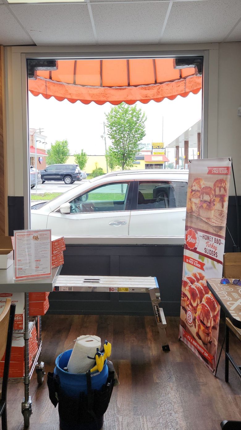 Sun shading storefront window tint treatments in Montgomery - SPF Tint cuts Sun glare for visual clarity and comfort inside Honey Baked Hams in Montgomery AL