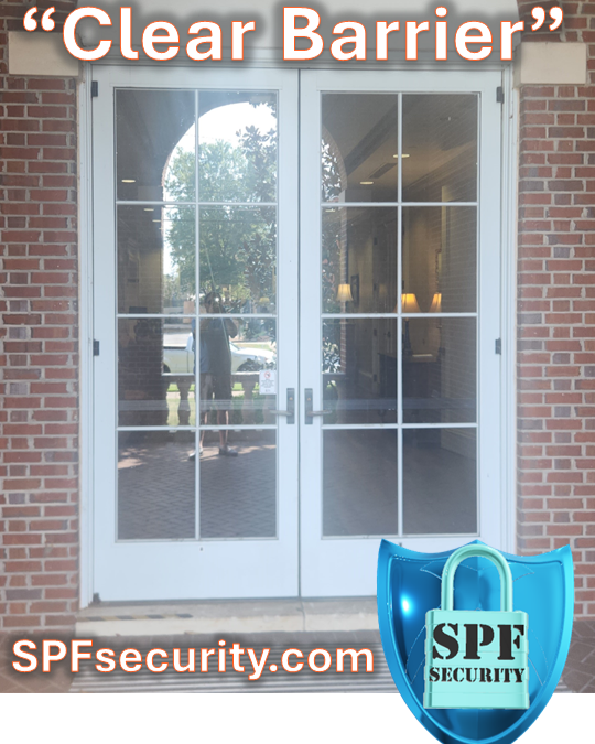 SPF Ultimate Security film installed to school glass door windows to prevent forced entry or robbery attempts
