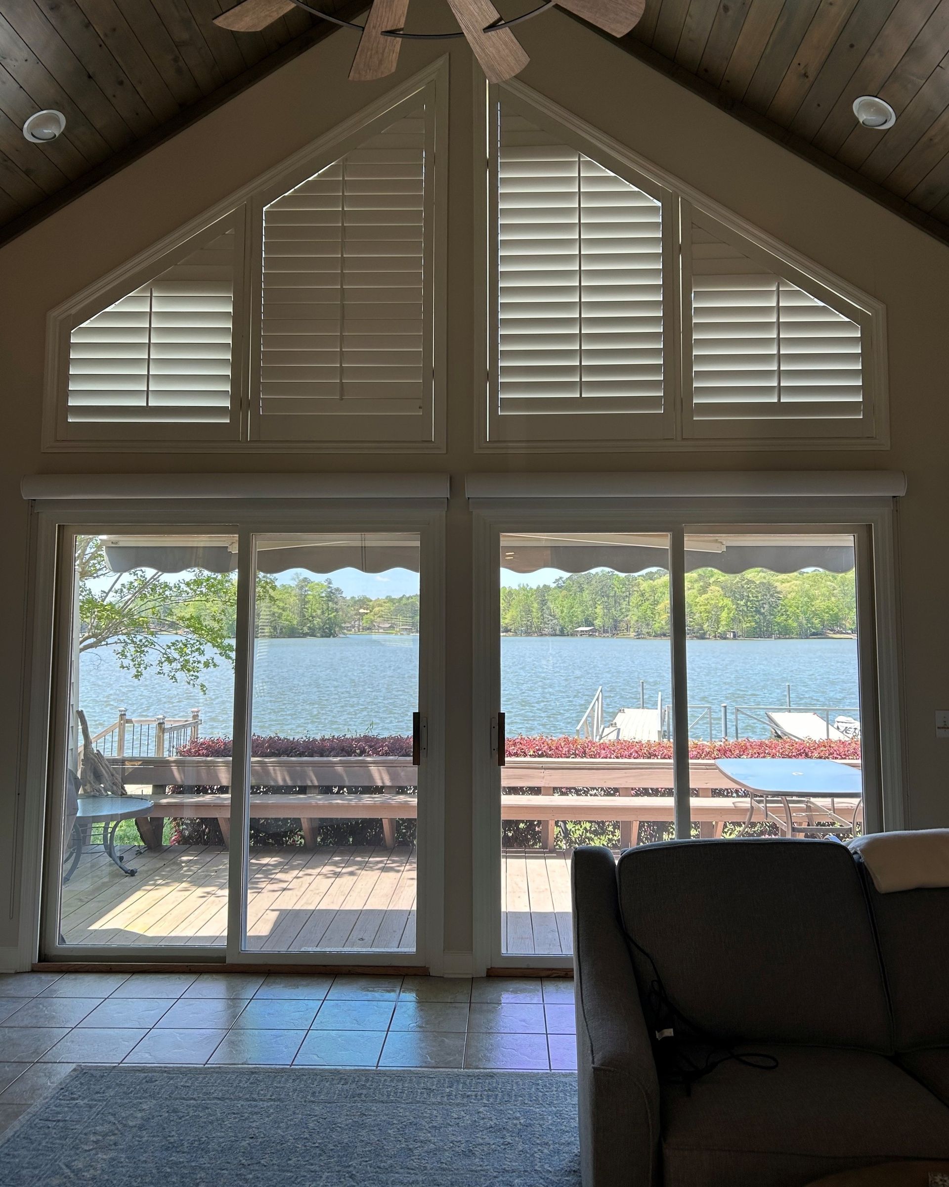 lake home window tinting - SPF Tint replaces old generic tint adding high visual clarity and even comfort inside the west lakeside windows.