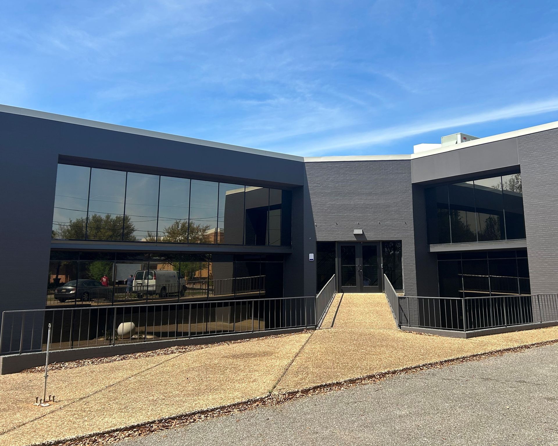 window tinting service - SPF Private Performance Plus Tint blocks maximum heat gain with UV-Sun glare inside office in Montgomery AL.