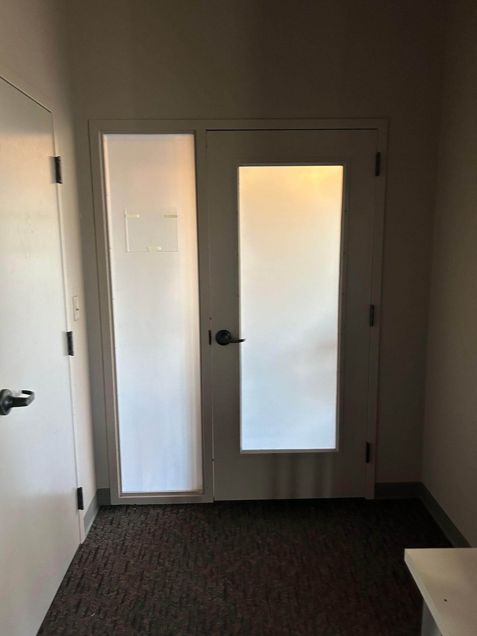 SPF window tint adds shatter-proof UV Safe privacy to hospital office door windows in Montgomery, AL