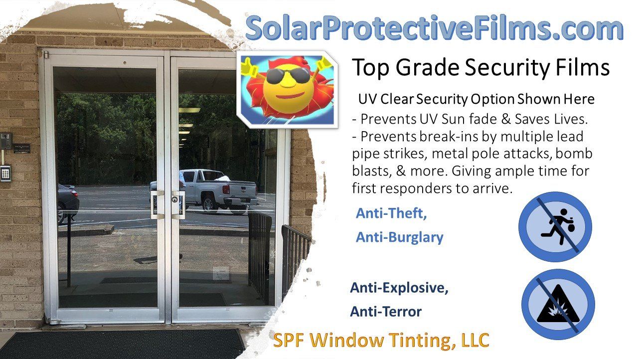 Professional Security Window Tinting Service - Bomb Blast security gained on office glass doors in Alabama