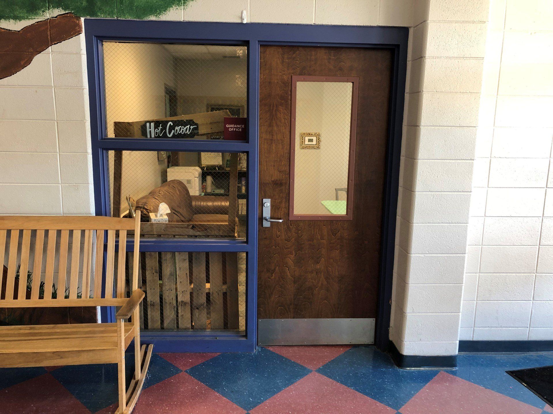 Professional business window tinting - Privacy was gained inside the office of this Elementary school in April 2019.