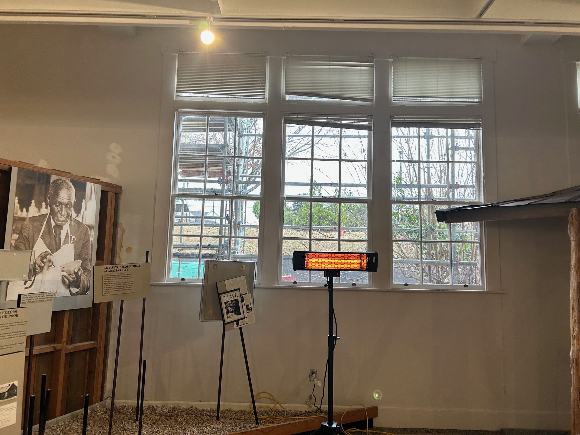 pro window tinting service near Eclectic Tallassee Wetumpka AL - old museum windows renewed with UV Sun safe efficiency blocking heat with bright Sun glare inside. Preserving exhibits from photoaging or Sun fade. While adding energy efficiency inside.