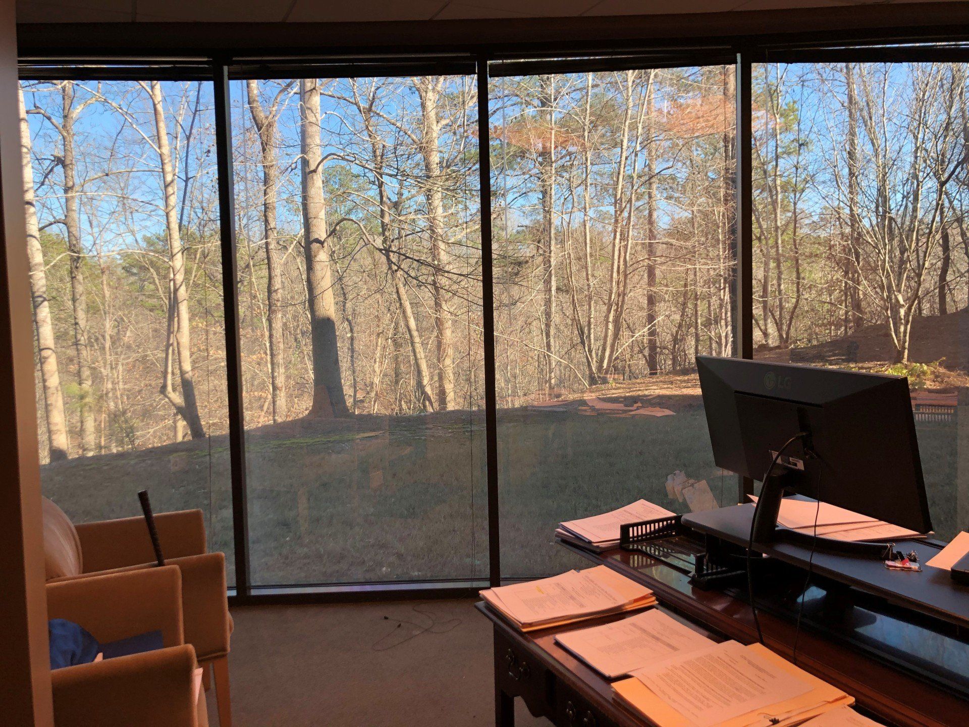 Professional home or office tinting in Birmingham AL - Heat rejected and bright UV Glare eliminated after spf tint installed in Birmingham, AL