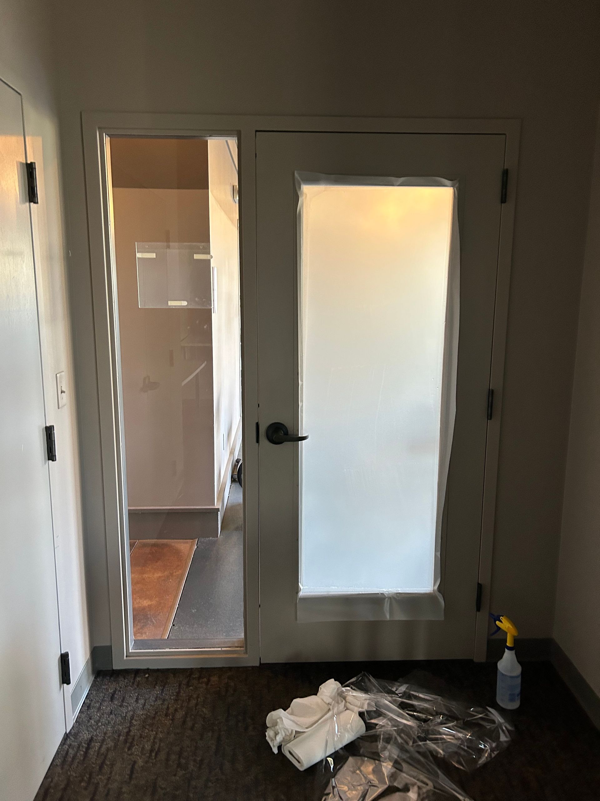 SPF window tint adds UV Safety with privacy to hospital office doors in Montgomery, AL