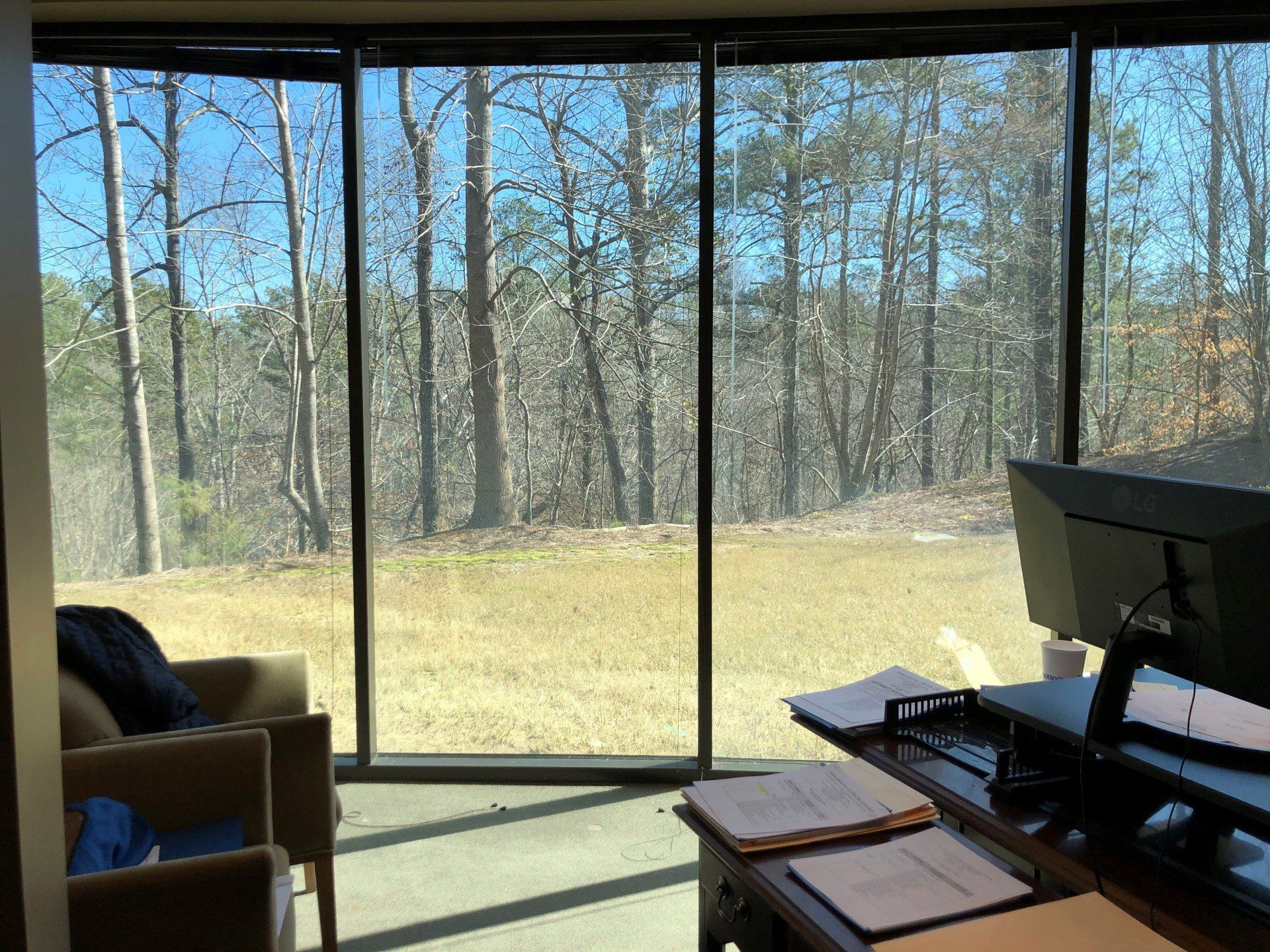Professional home or office tinting in Birmingham AL - Heat rejected and bright UV Glare eliminated after spf business window tint installed in Birmingham, AL