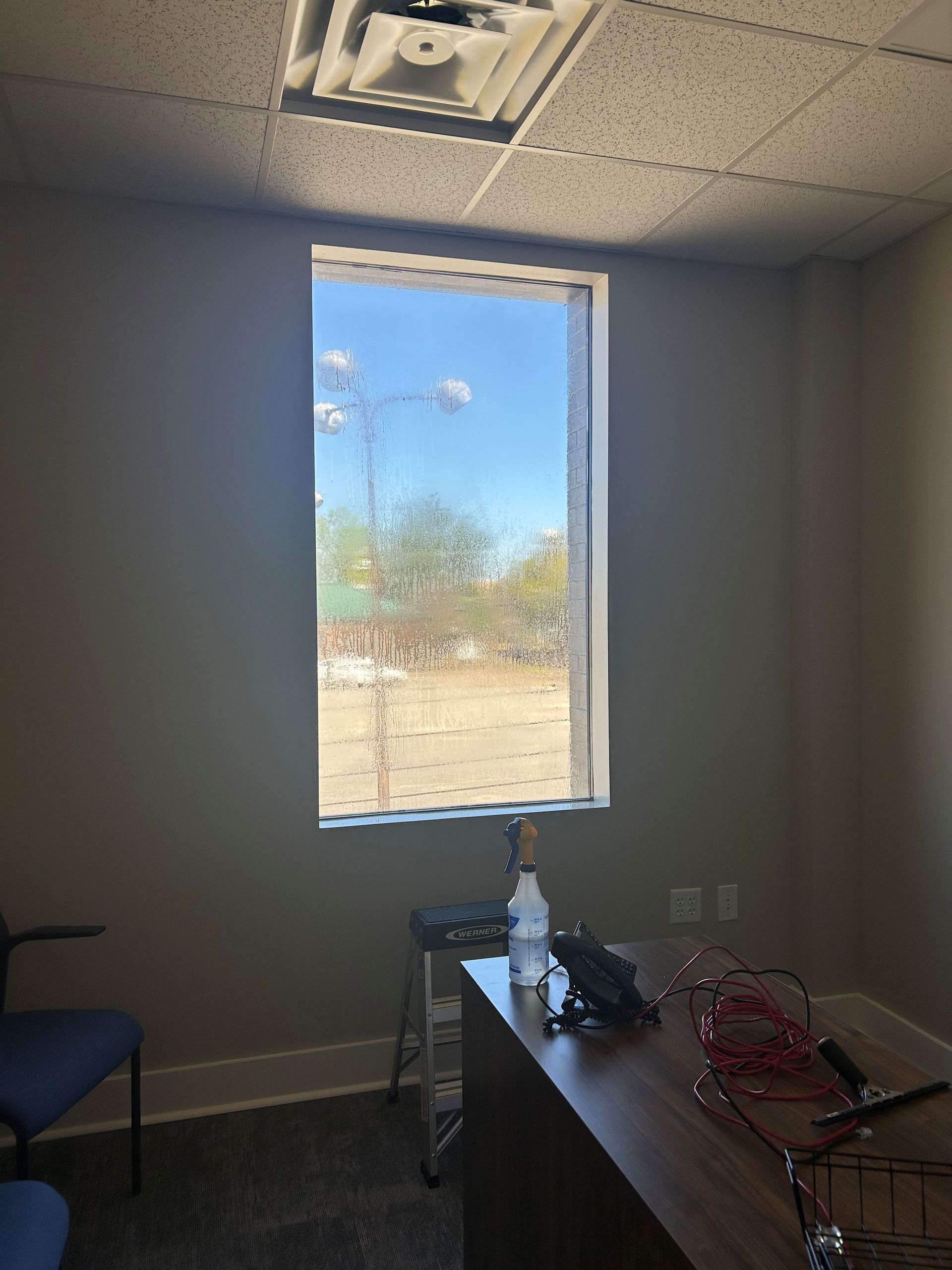 window tinting in Montgomery AL - SPF Private PLUS Tint negates the need for window coverings. Blocking bright Sun with UV heat from office windows
