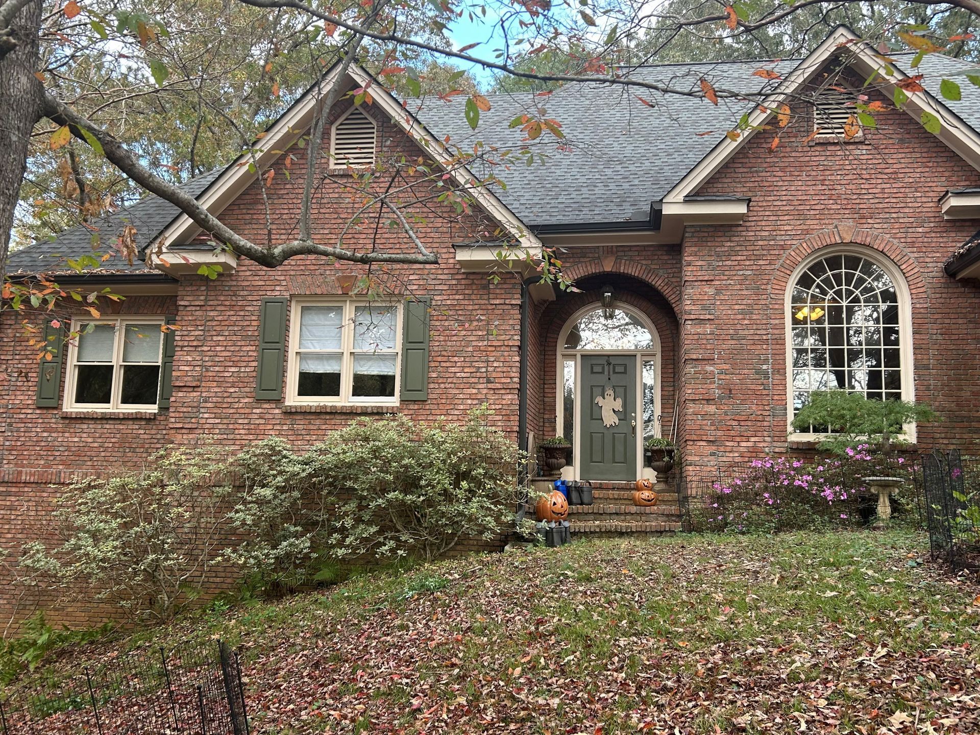 front home windows before all panes were upgraded with shatterproof storm safety plus UV Sun fade prevention delivered by SPF Crystal Clear residential tint during an SPF Window Tinting professional installation in Prattville AL