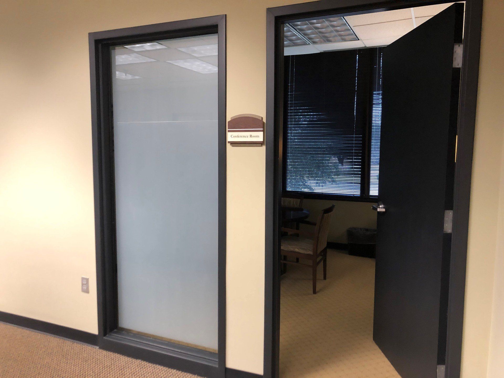 Smart Tint or White Frost Decorative tint installed adding privacy to the interior office of this insurance company in Montgomery, AL
