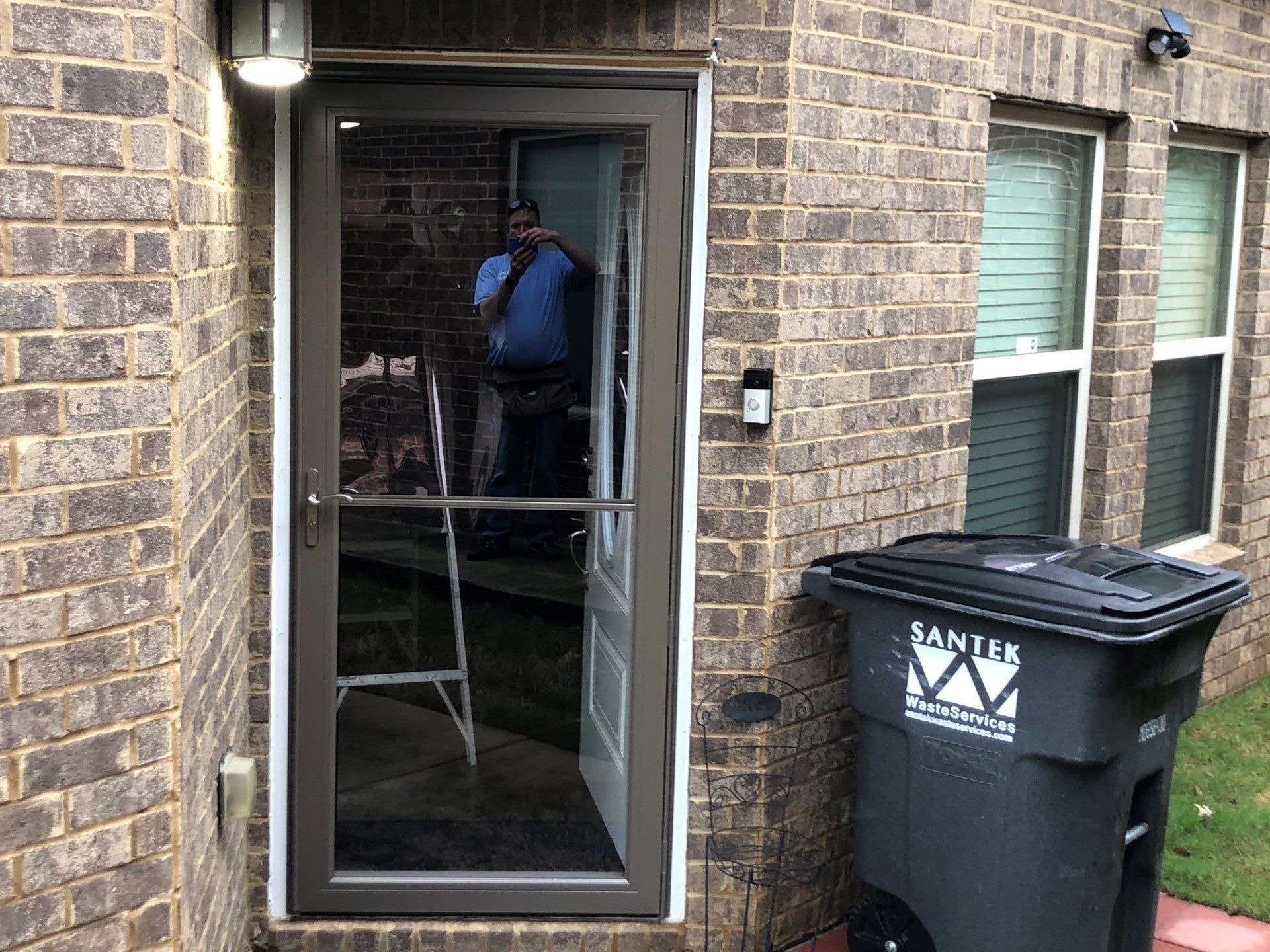 residential tinting in Hoover, AL - SPF Tint installation preventing Direct Sun from pushing through the home's glass door windows causing heat differentials and UV Sun Fade to the interior. Hoover, AL