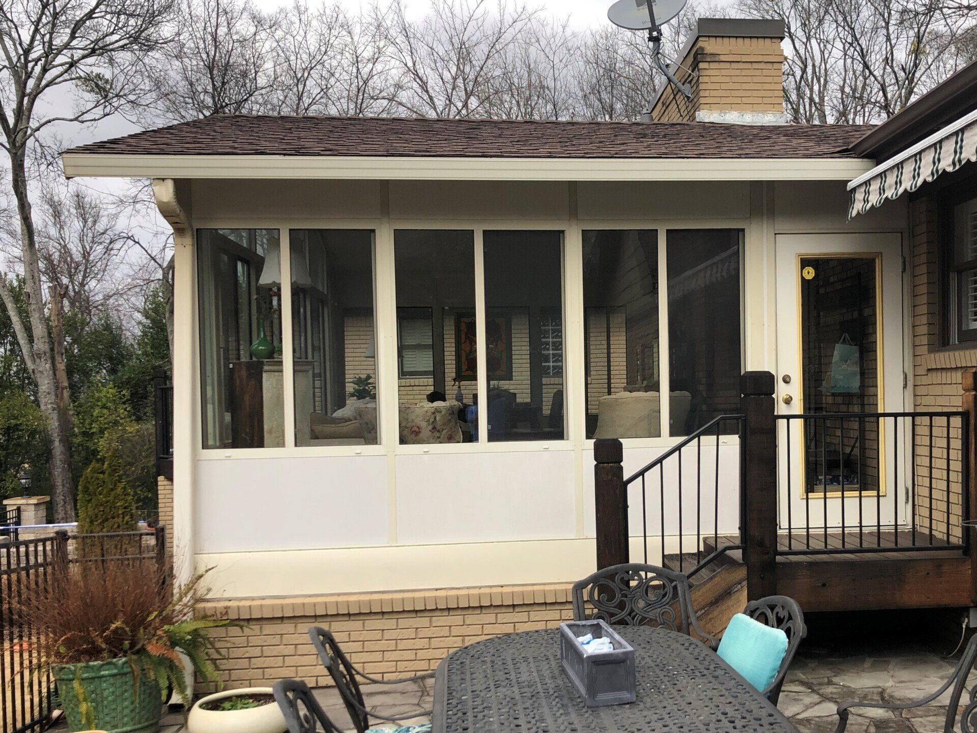 home tinting in Birmingham, AL - First bright Sun & UV was causing distortion inside this new Sunroom. Then heat gain stood out in Birmingham, AL