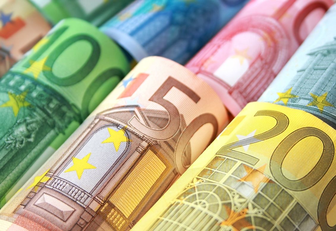 Banconote di euro di grosso taglio