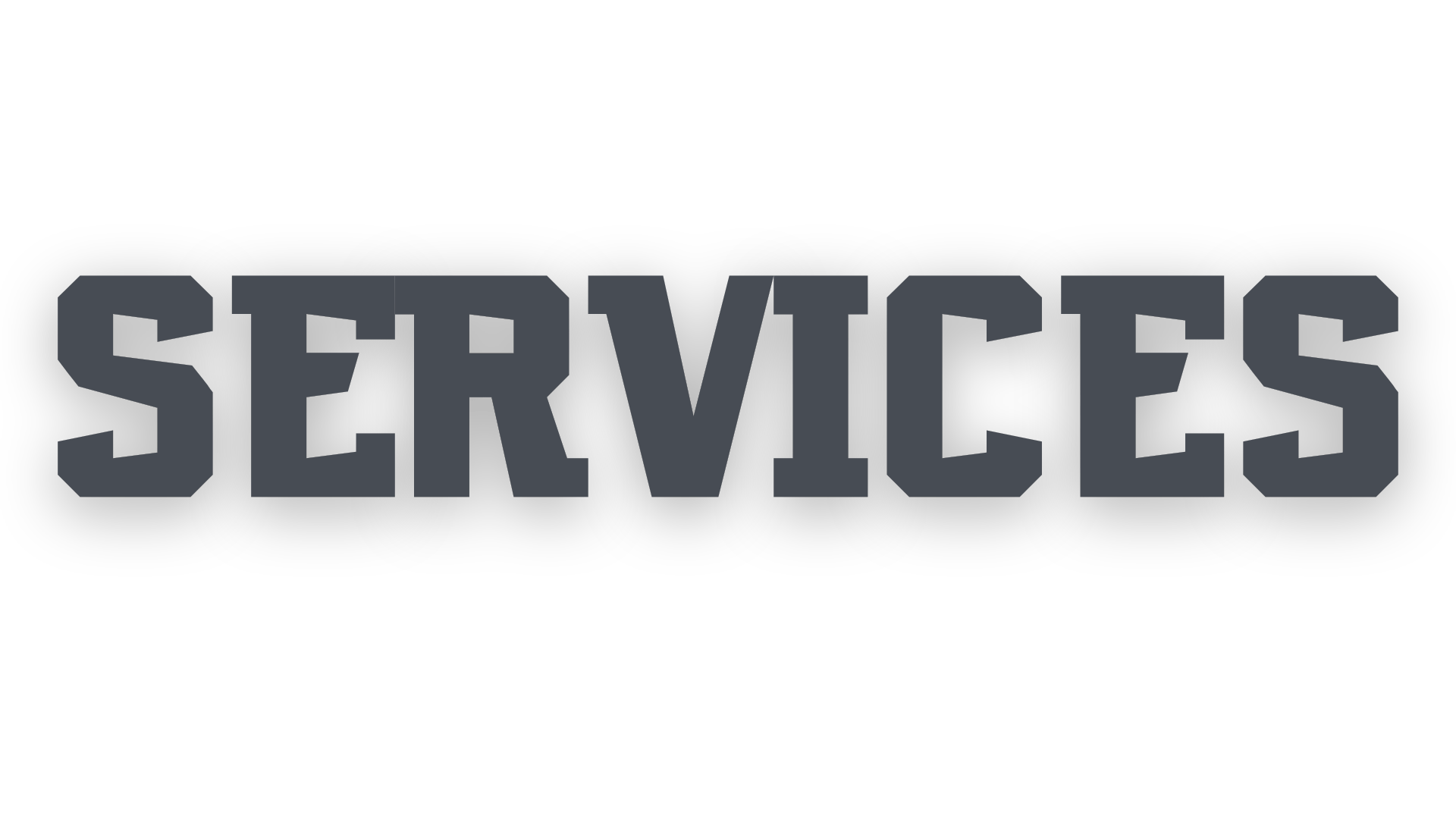 The word services is written in black letters on a white background.