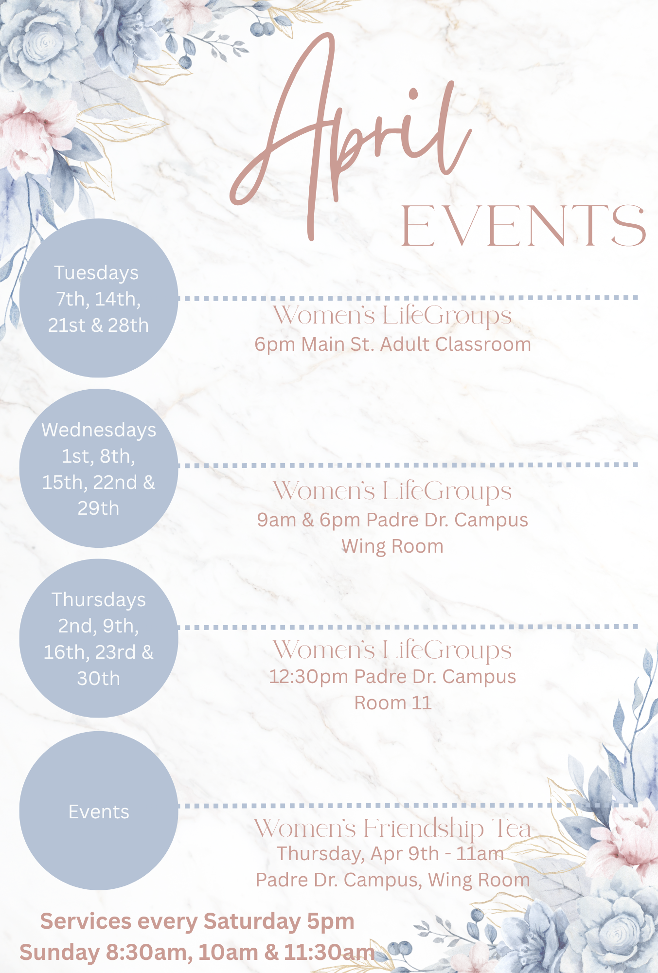 Pink and white flyer with