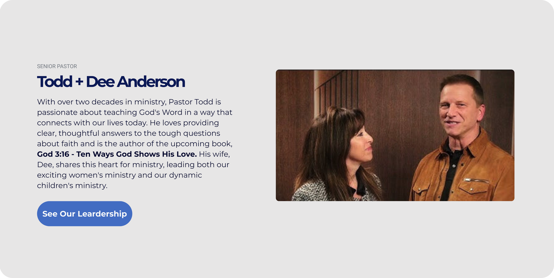 Todd and Doc Anderson standing together. Text on left with a 'Read More' button.