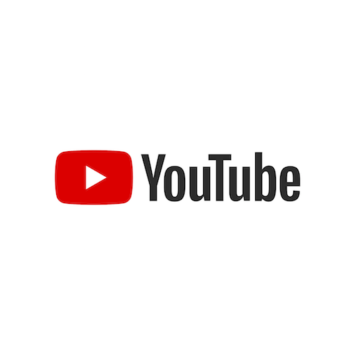 YouTube logo: red play button inside a white triangle, next to black 